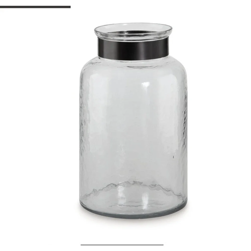 Lukasvale Large Vase, Clear Hammered Antiqued pewter-tone, NWT